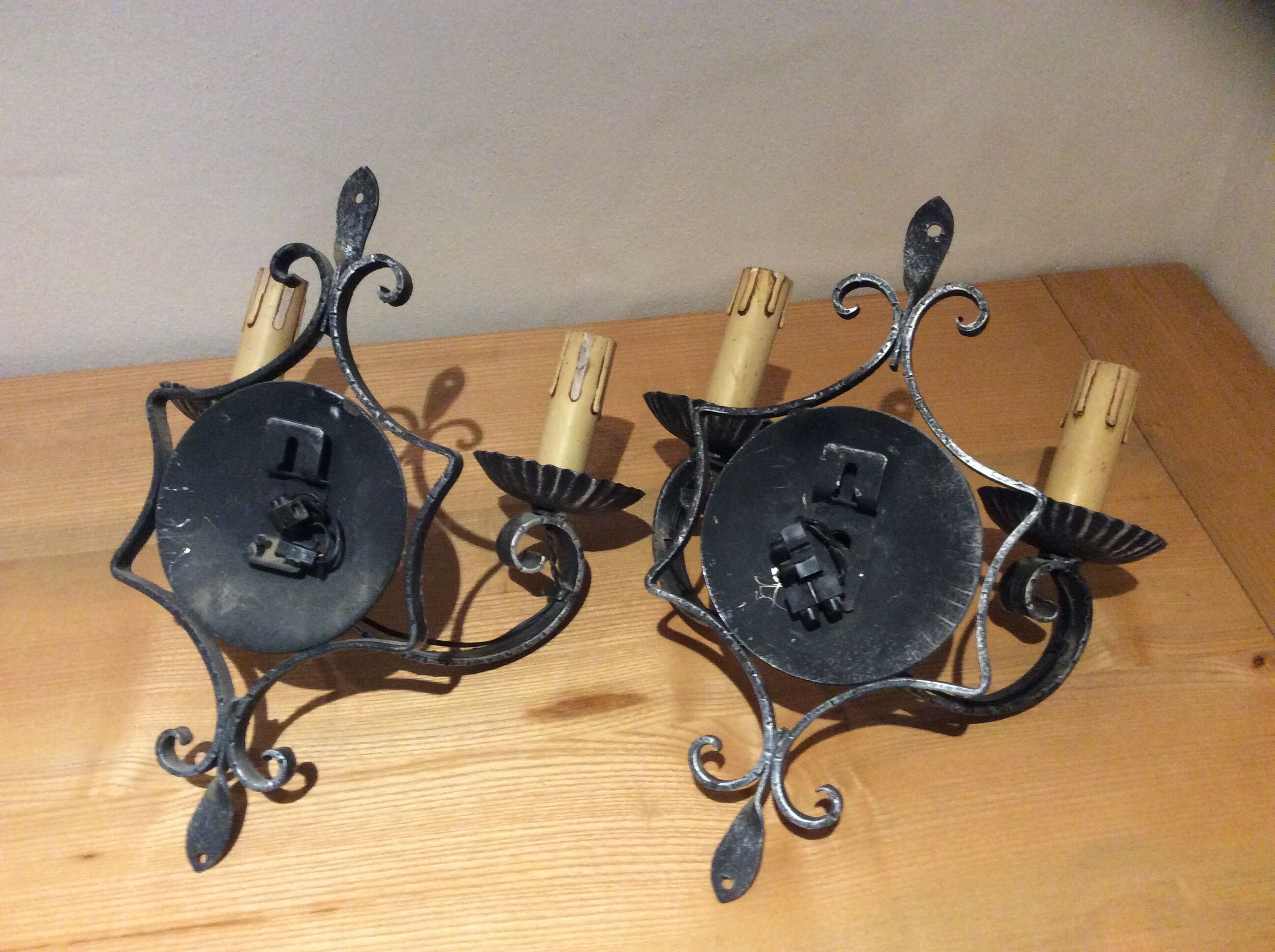 Pair of wrought iron sconces