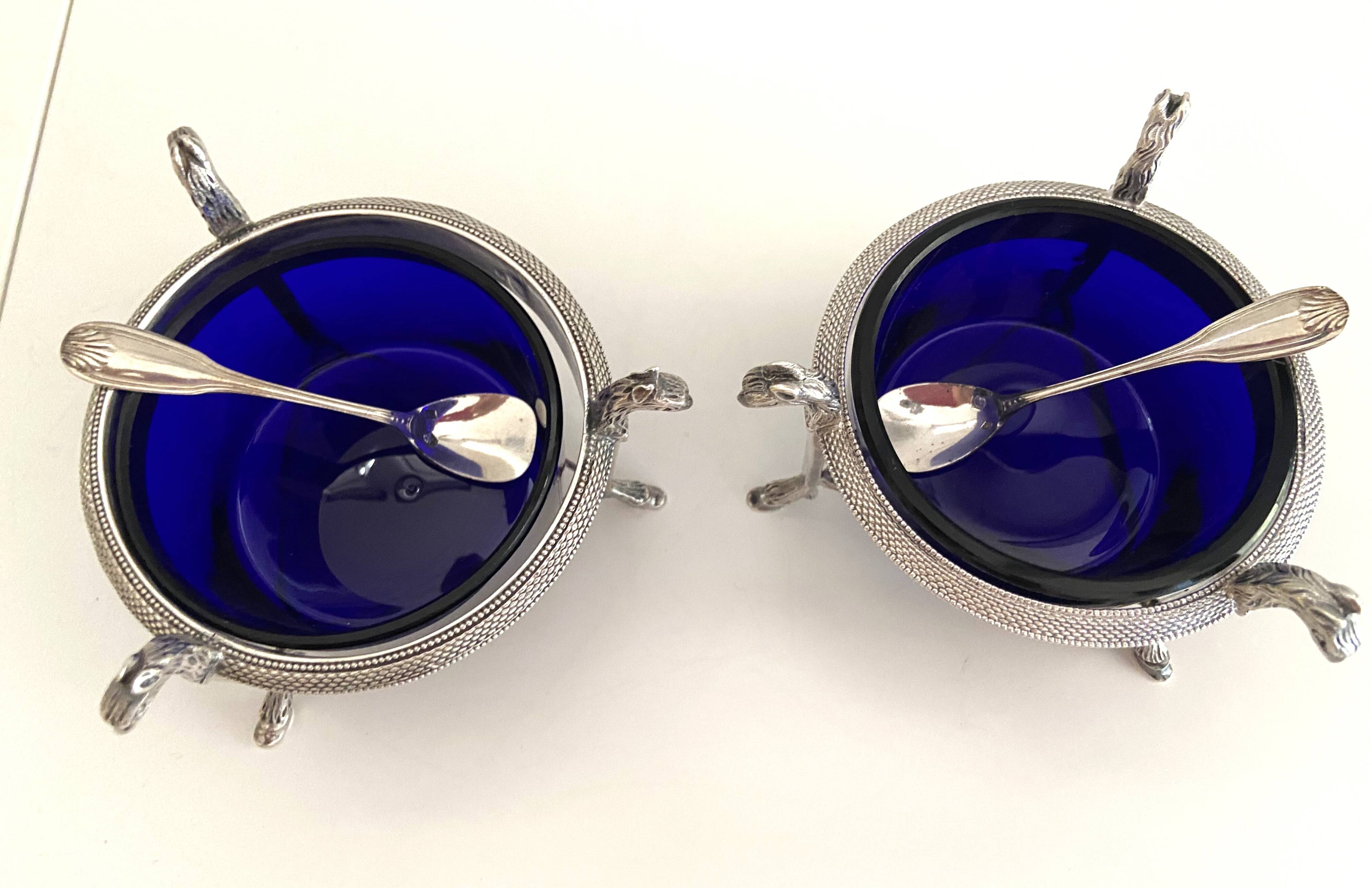 Salières en argent massif (950°/°°°) poinçon 1er coq, époque Empire Consulat