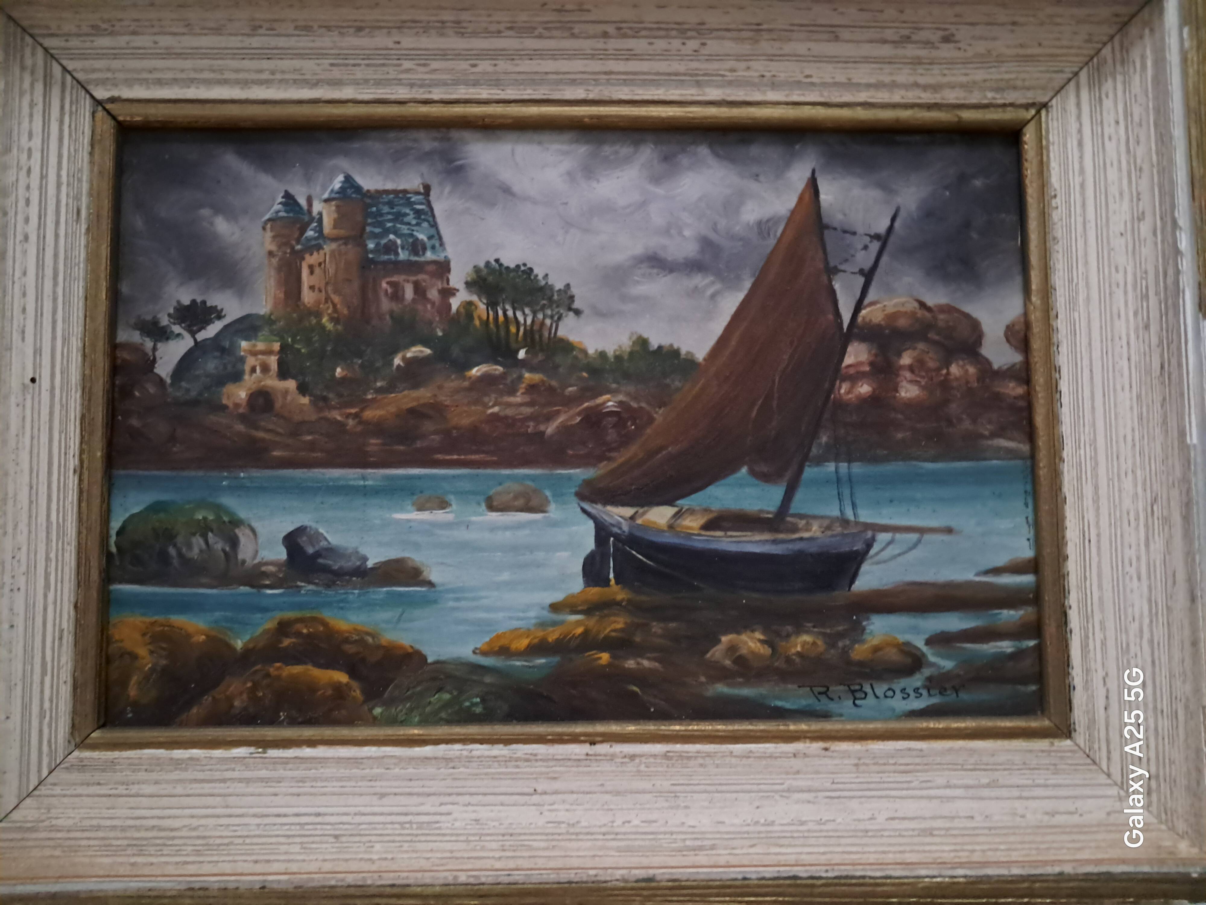Oil painting by Raymond Blossier, landscape of Brittany.