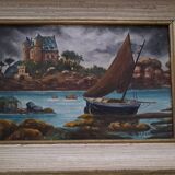 Oil painting by Raymond Blossier, landscape of Brittany.