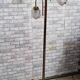 Chrome gold floor lamp 1960 has 70 molded glass shade 166x40