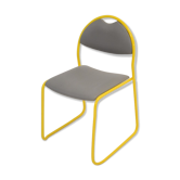 Chaise métal jaune et skaï gris