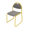 Chaise métal jaune et skaï gris
