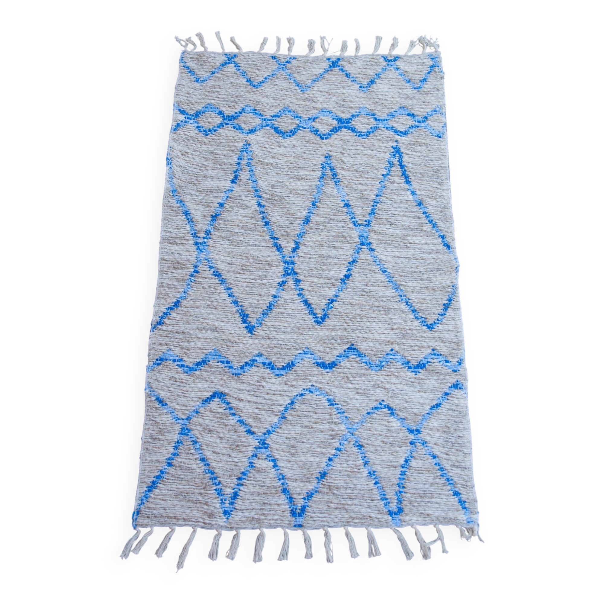 Recycled cotton handmade rug - Reversible - Blue