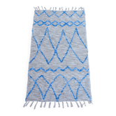 Tapis artisanal en coton recyclé - Réversible - Bleu