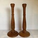 Pair of large wooden candlesticks