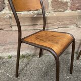 Set of 6 vintage industrial school chairs for communities mullca delagrave tube & wood