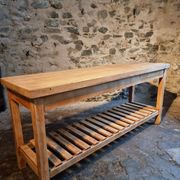 Old French baker's table – kitchen island / work table in solid chestnut with drawers.
