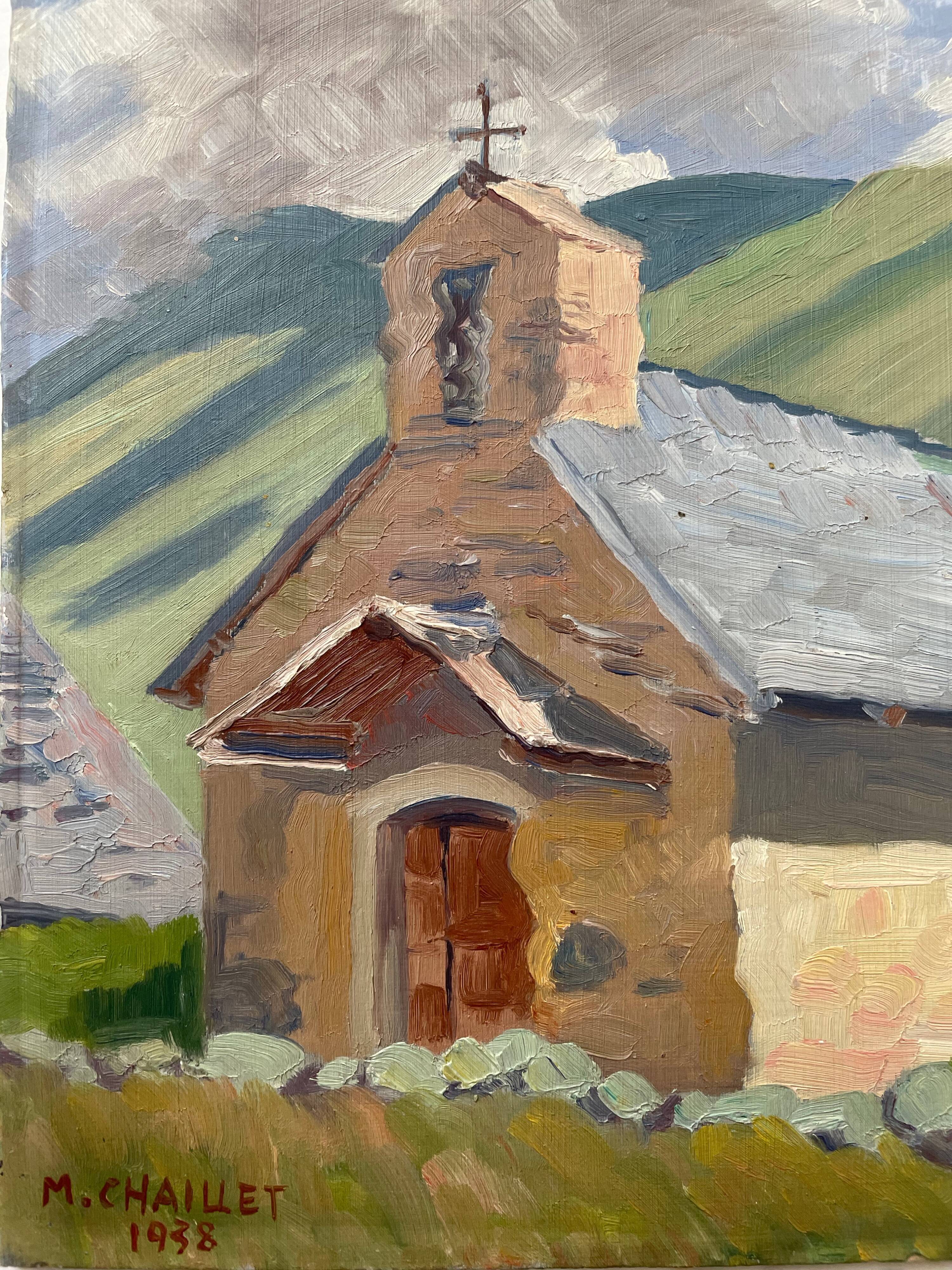 Oil painting landscape mountain 1938