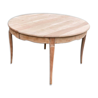 Renovated round dining table in solid wood, Louis XV style from the 19th century.