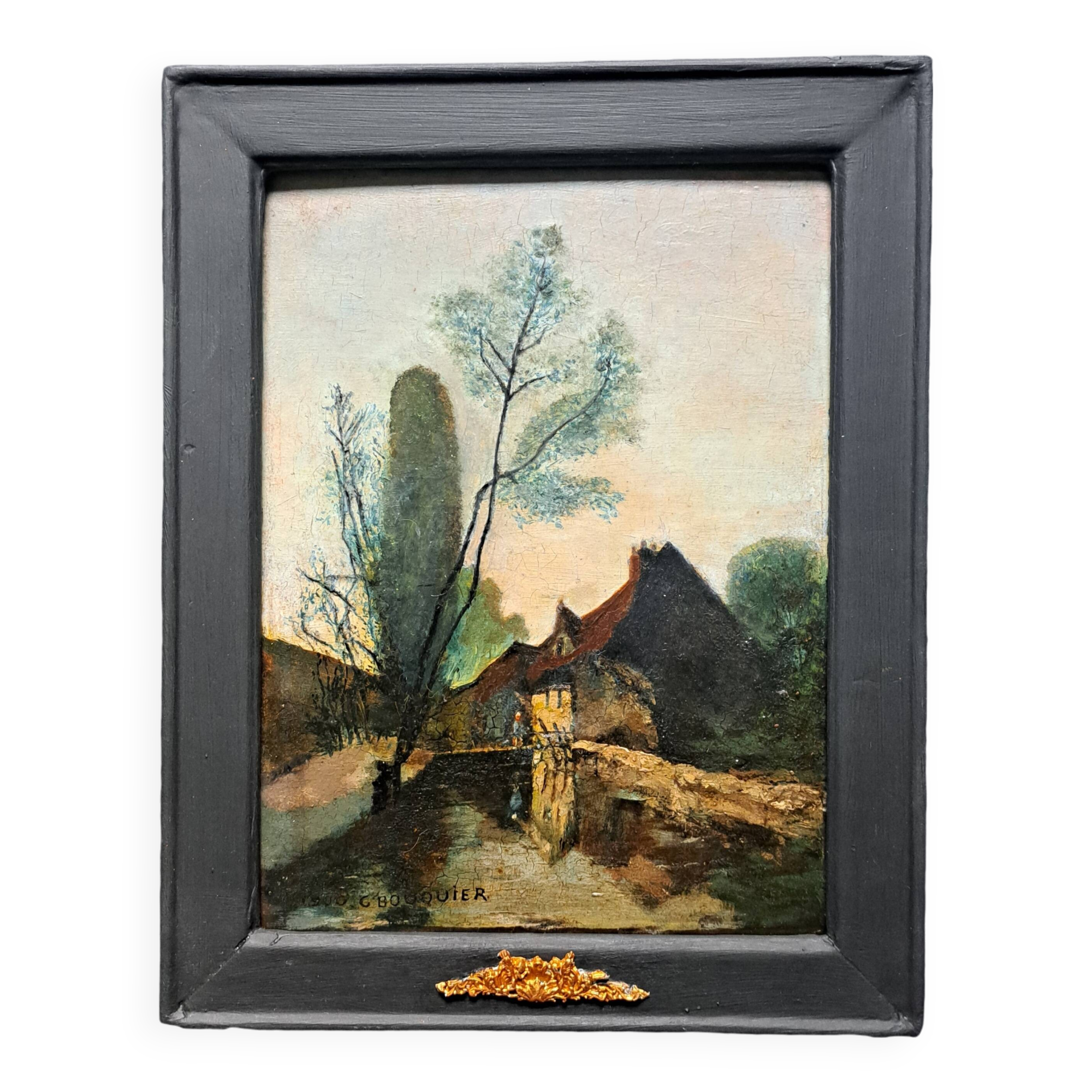 Impressionist painting, oil on wood signed - Northern school