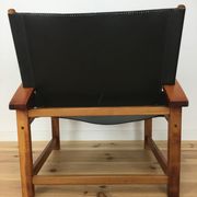 Scandinavian hyllinge Mobler Denmark chair, safari style, leather and wood