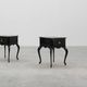 Pair of Louis XV Style Nightstands in Black Lacquered Oak, France, 1950s