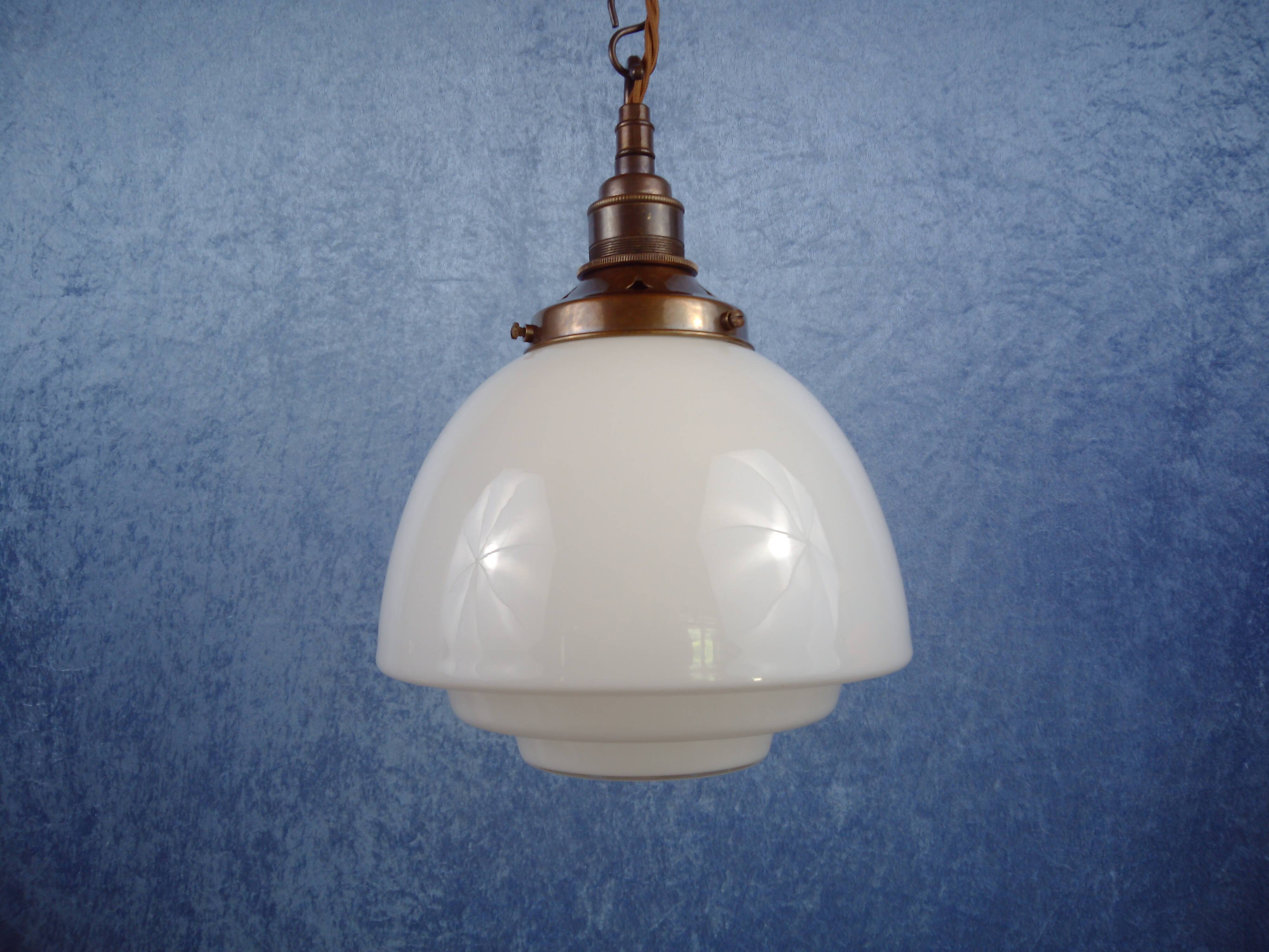 Art Deco opaline hanging lamp