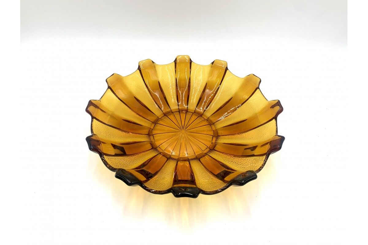 Honey glass platter, Poland, 1960s