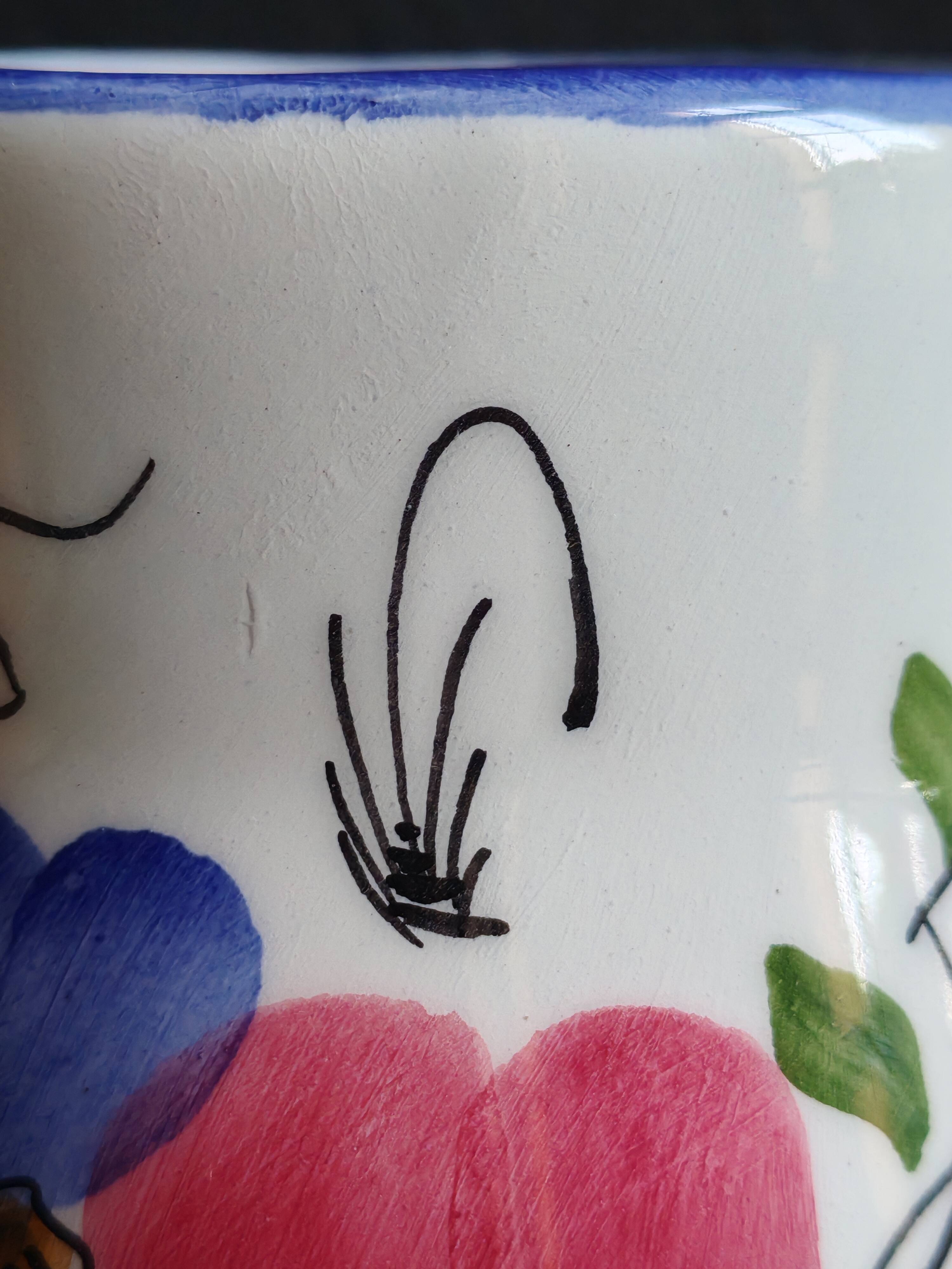 Vintage Ceramic Jug Hand-Painted, Flower Vase