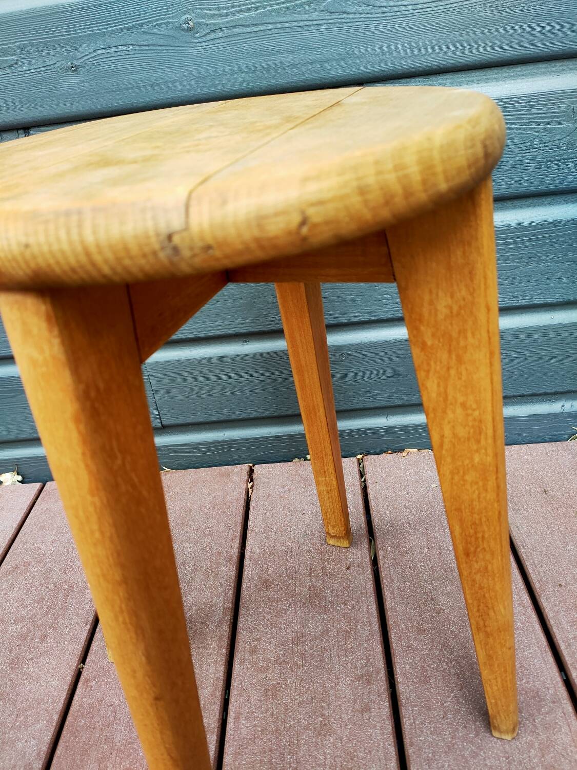 Vintage beech compass foot stool