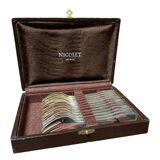 Set of 12 silver-plated metal cake forks from the Nicolet Orléans brand