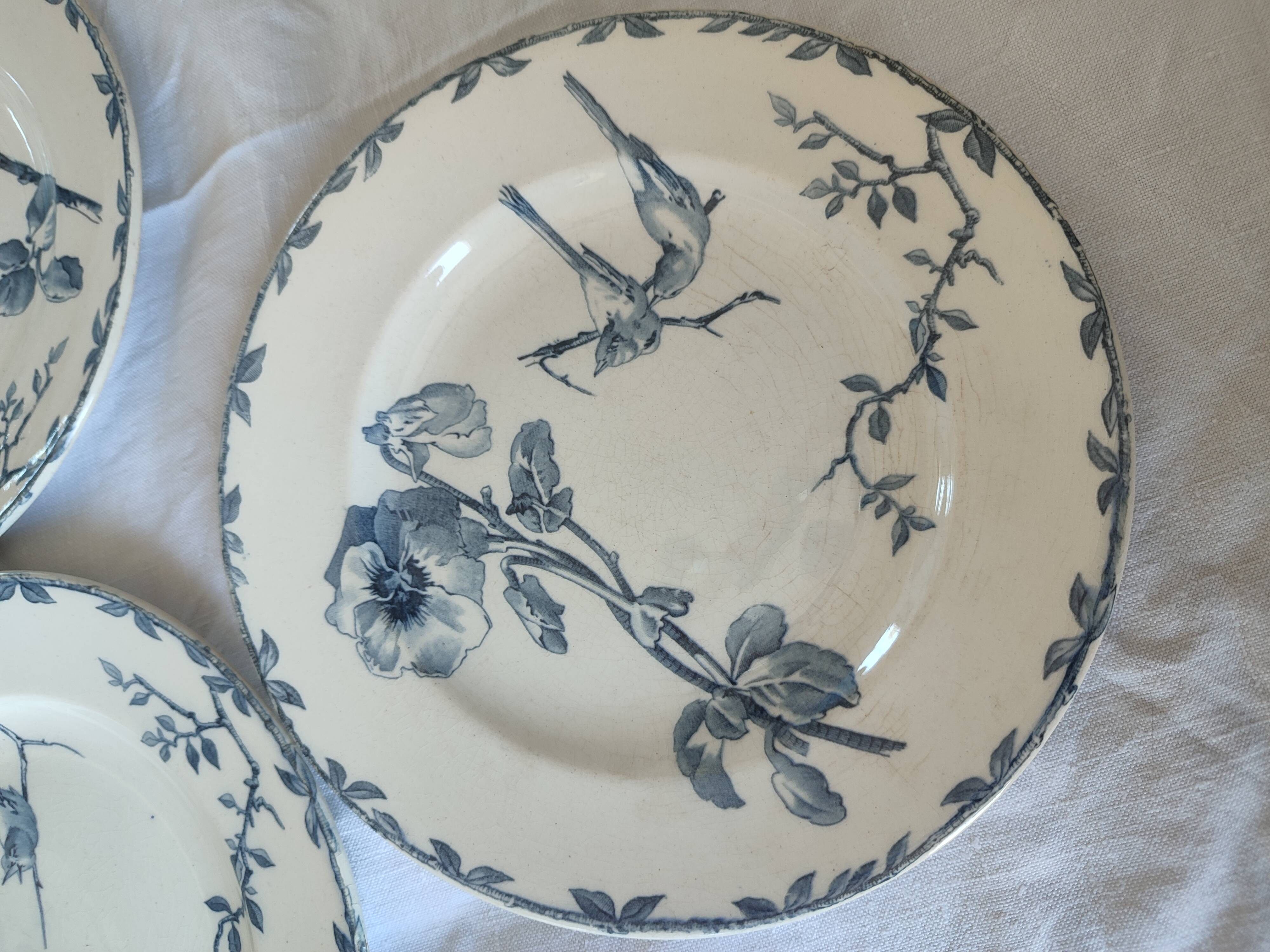6 “Oxford” ironstone dessert plates from Choisy le Roi