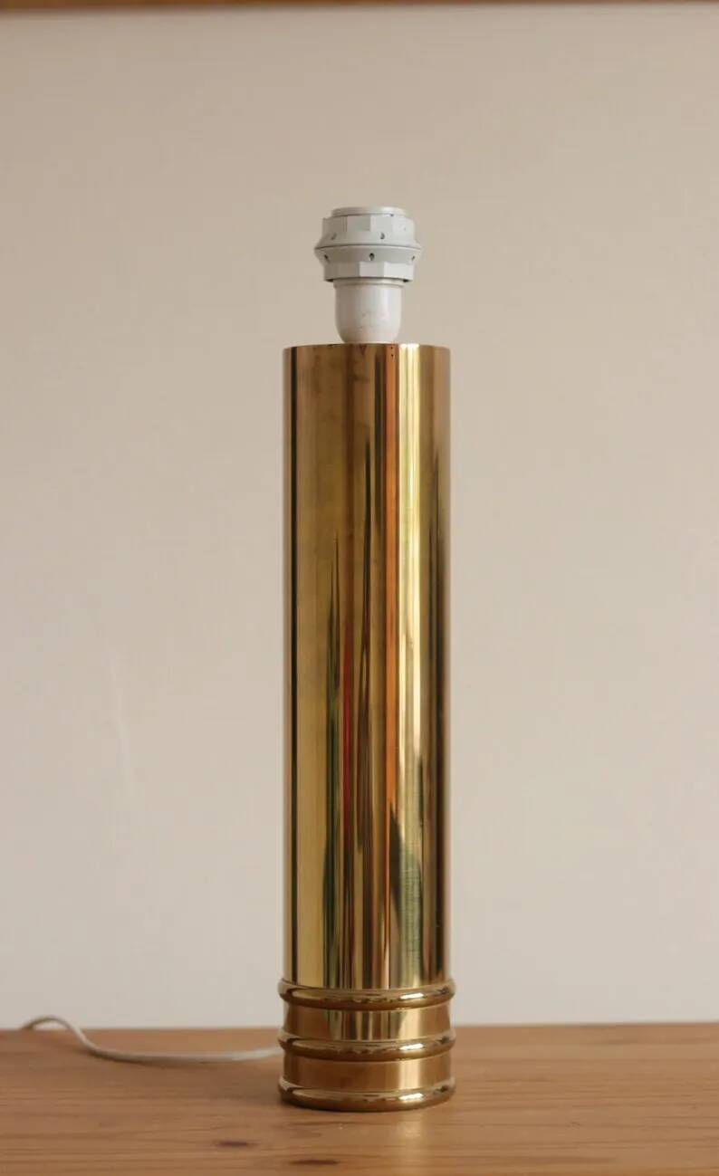 1960's Mid Century Swedish Large Brass Table Lamp by Bergbom, Model B 010