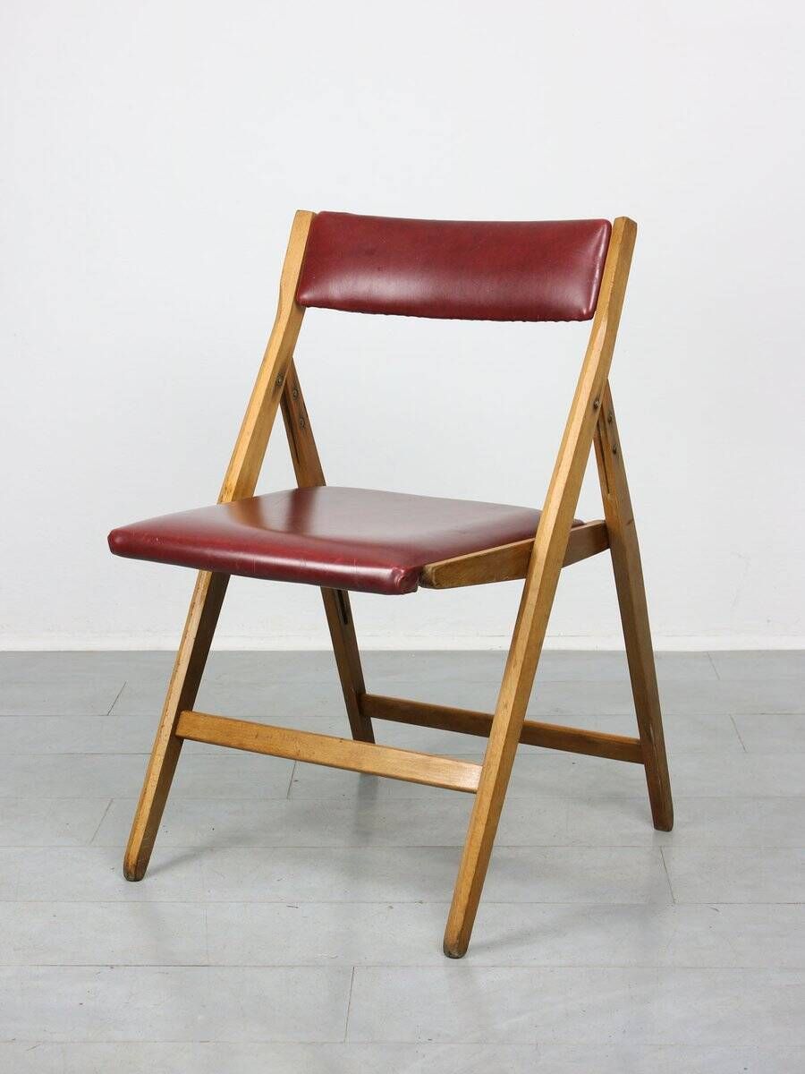 Vintage red Eden folding chair by Gio Ponti