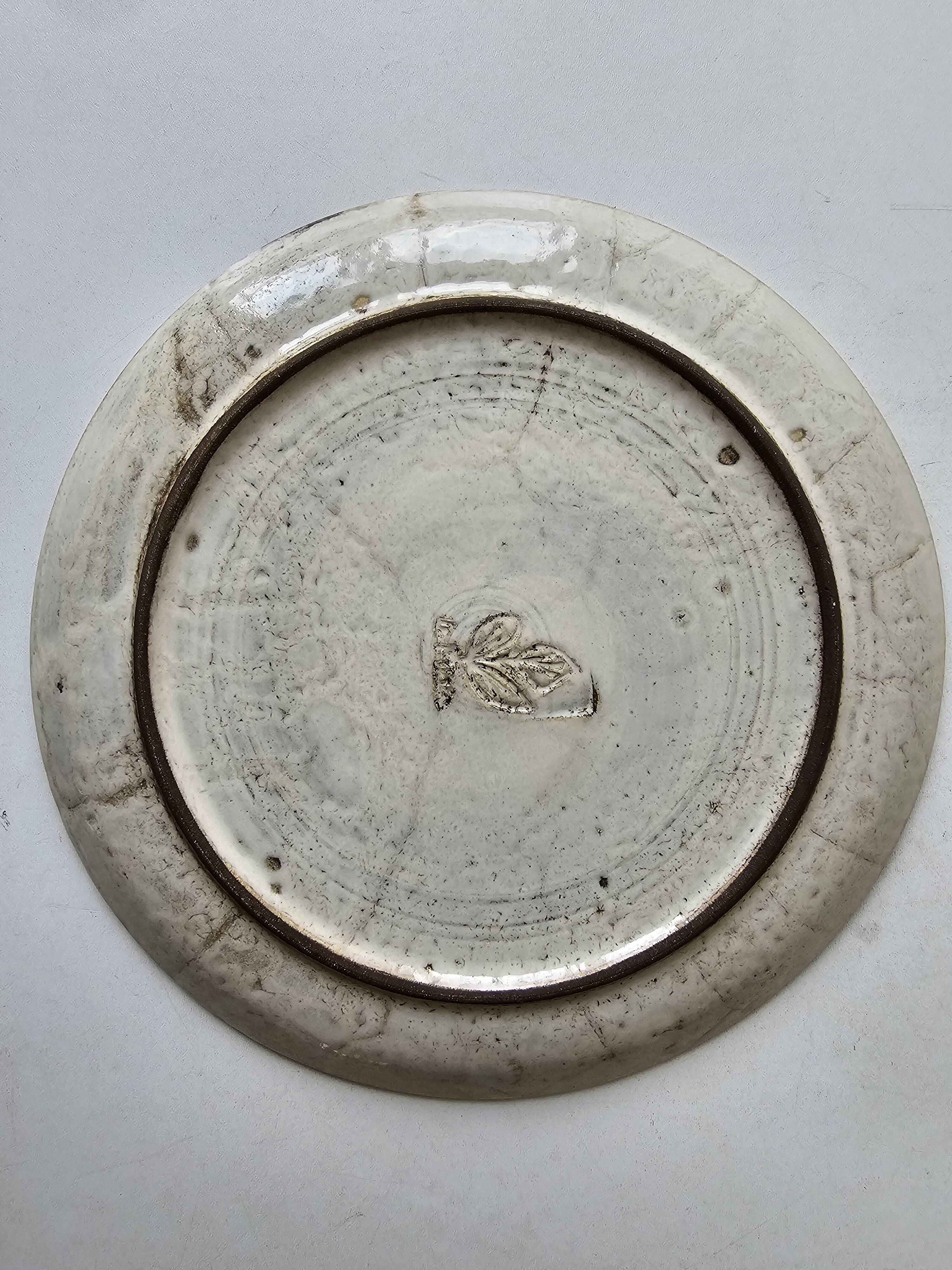 Gustave Reynaud Plate Le Mûrier Vallauris Vintage Diameter 24cm