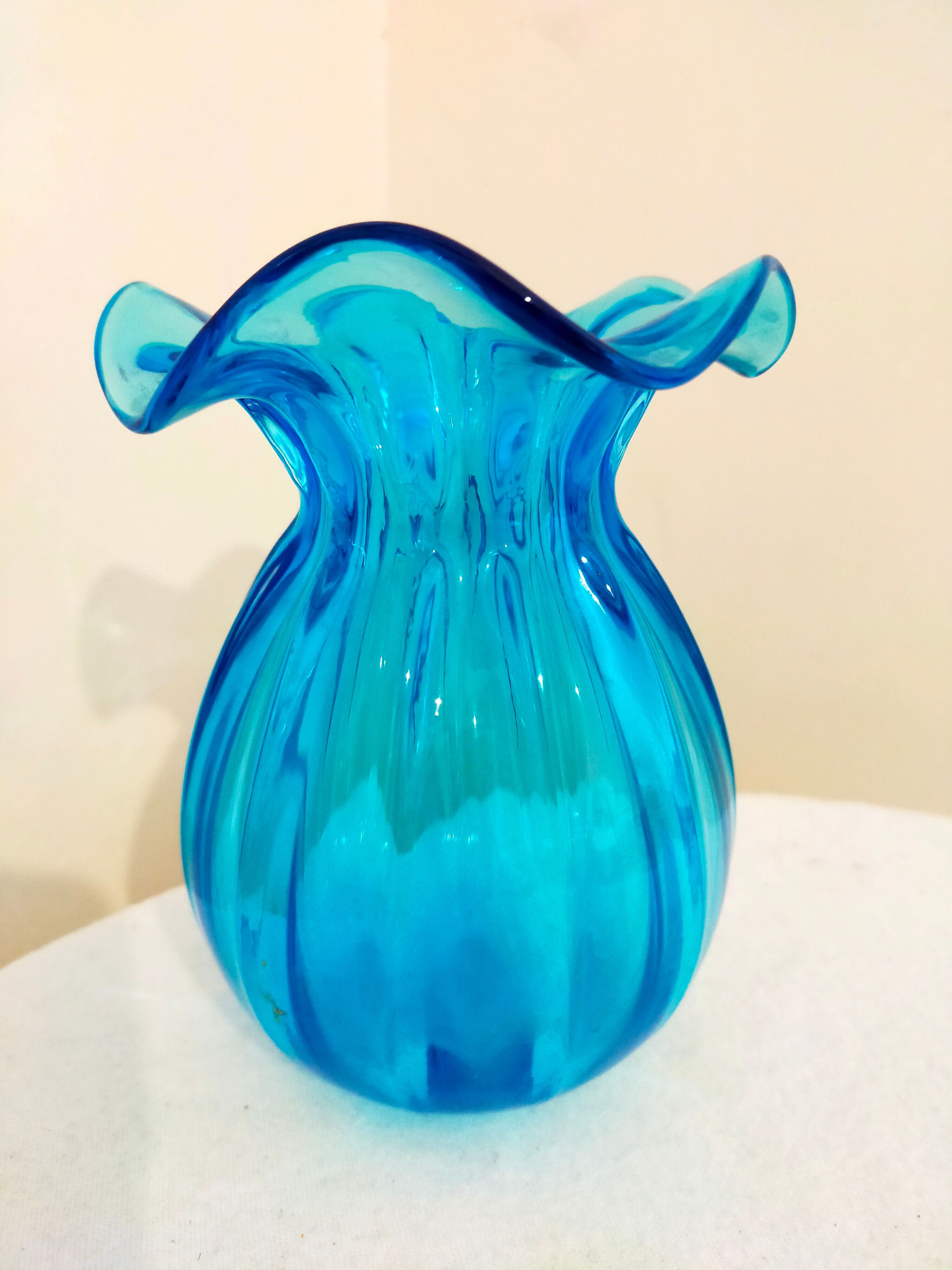 Blue breathless glass vase