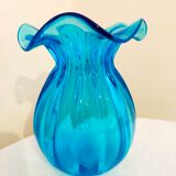 Blue breathless glass vase