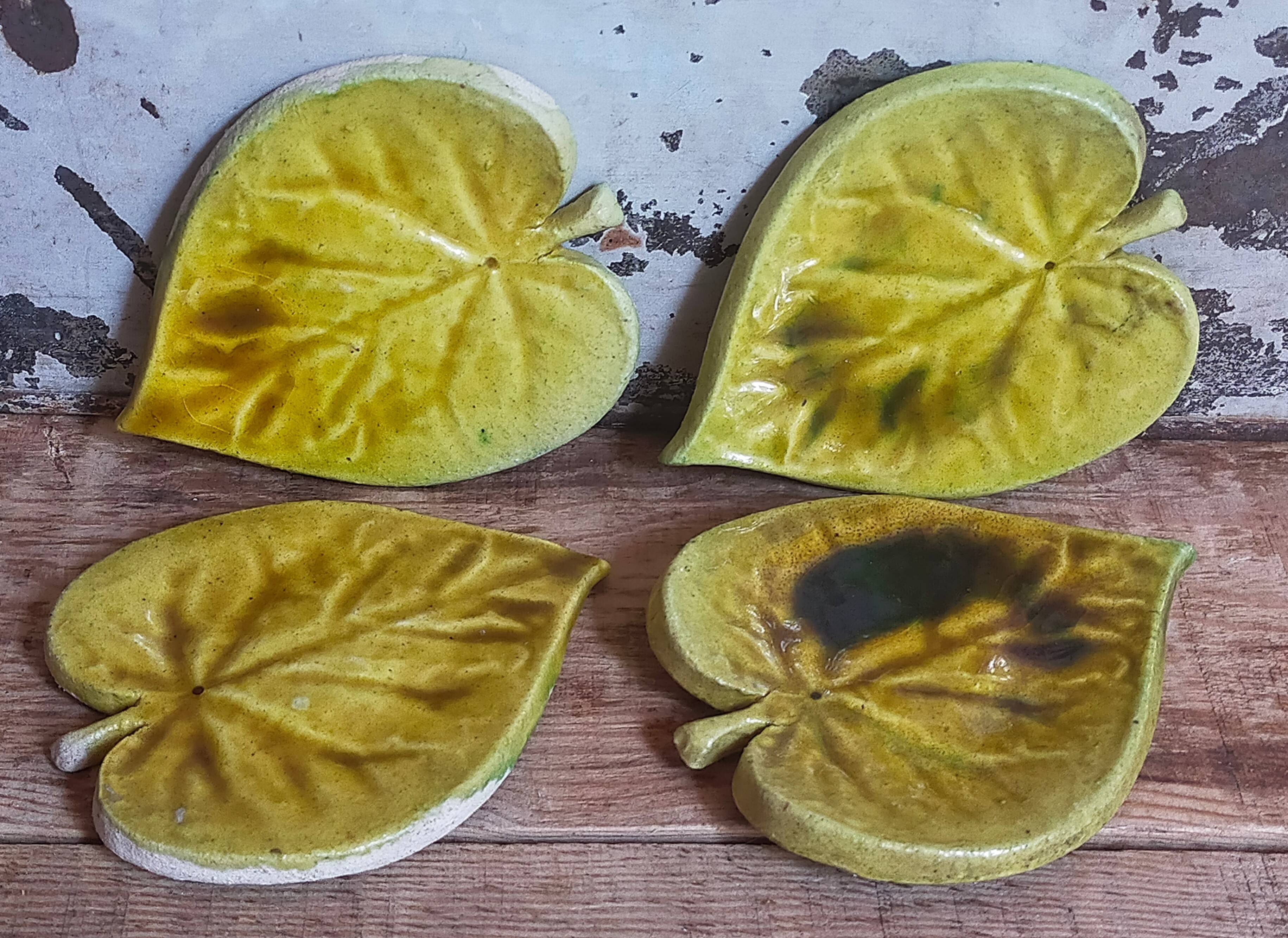 Four ceramic leaf cups from Les potiers d’Accolay