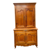 Two-body Louis XV style sideboard in solid walnut, 20th century