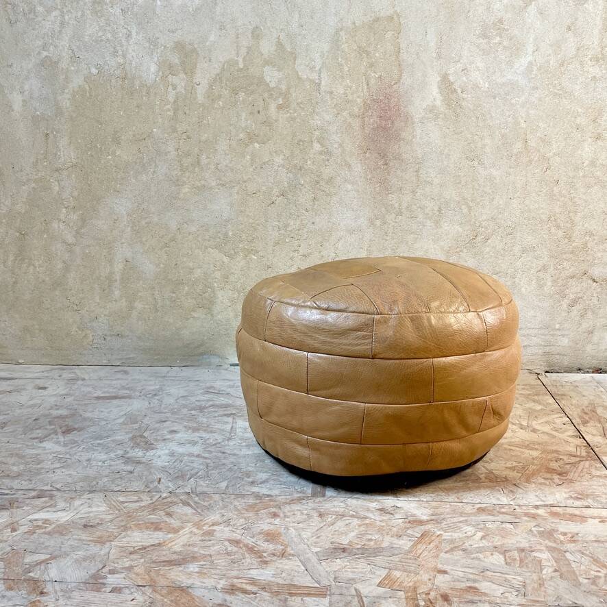 Leather pouf - 1970s
