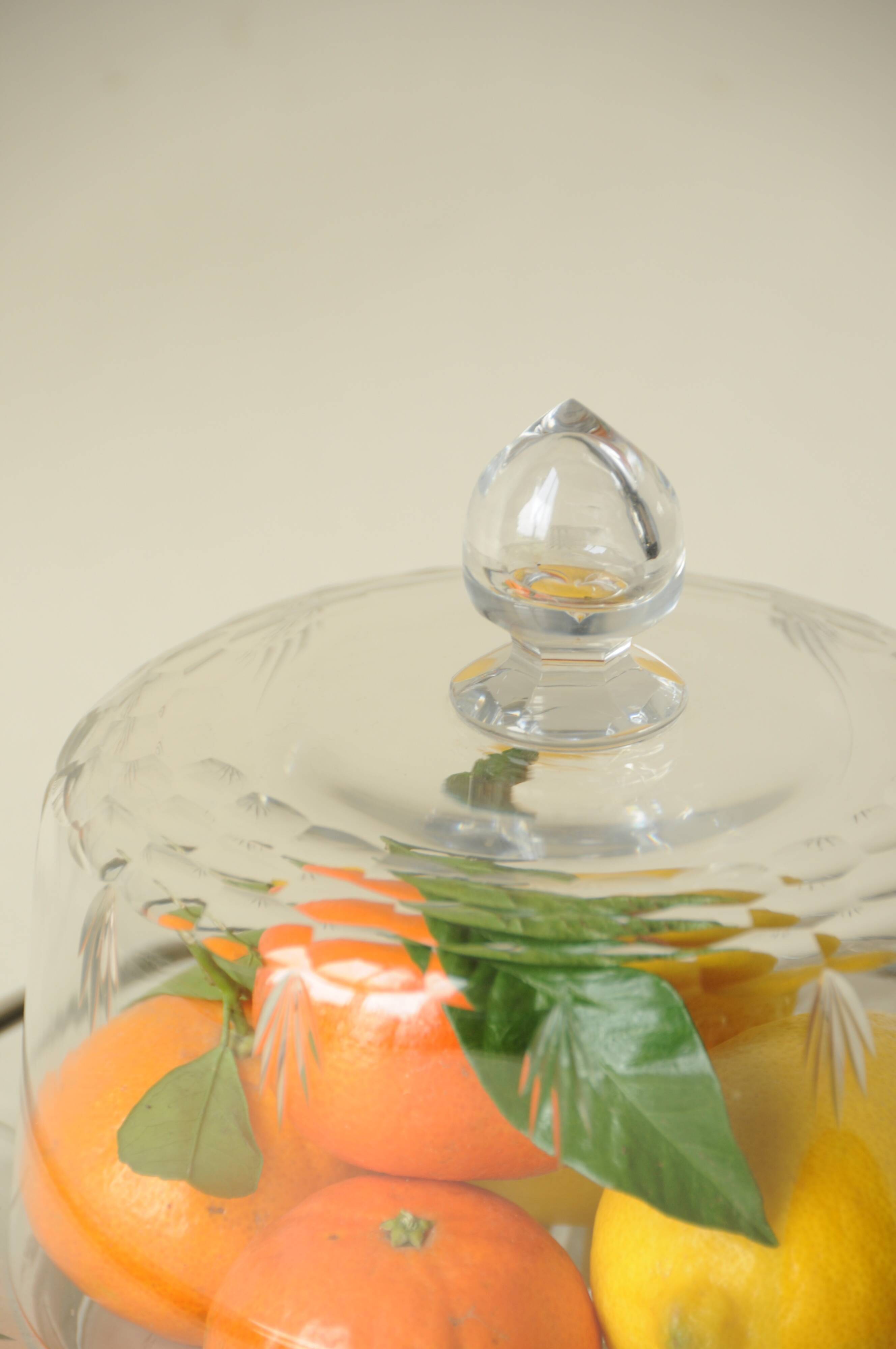 Antique Crystal Cheese Dome with Star Pattern Plate