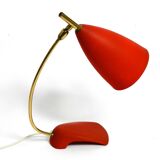 Rare Cosack Mid Century table lamp with red fine wrinkle finish and brass n