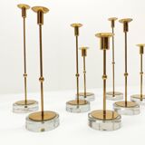 Set of 8 Scandinavian candlesticks Gunnar Ander for Ystad Metall 1960