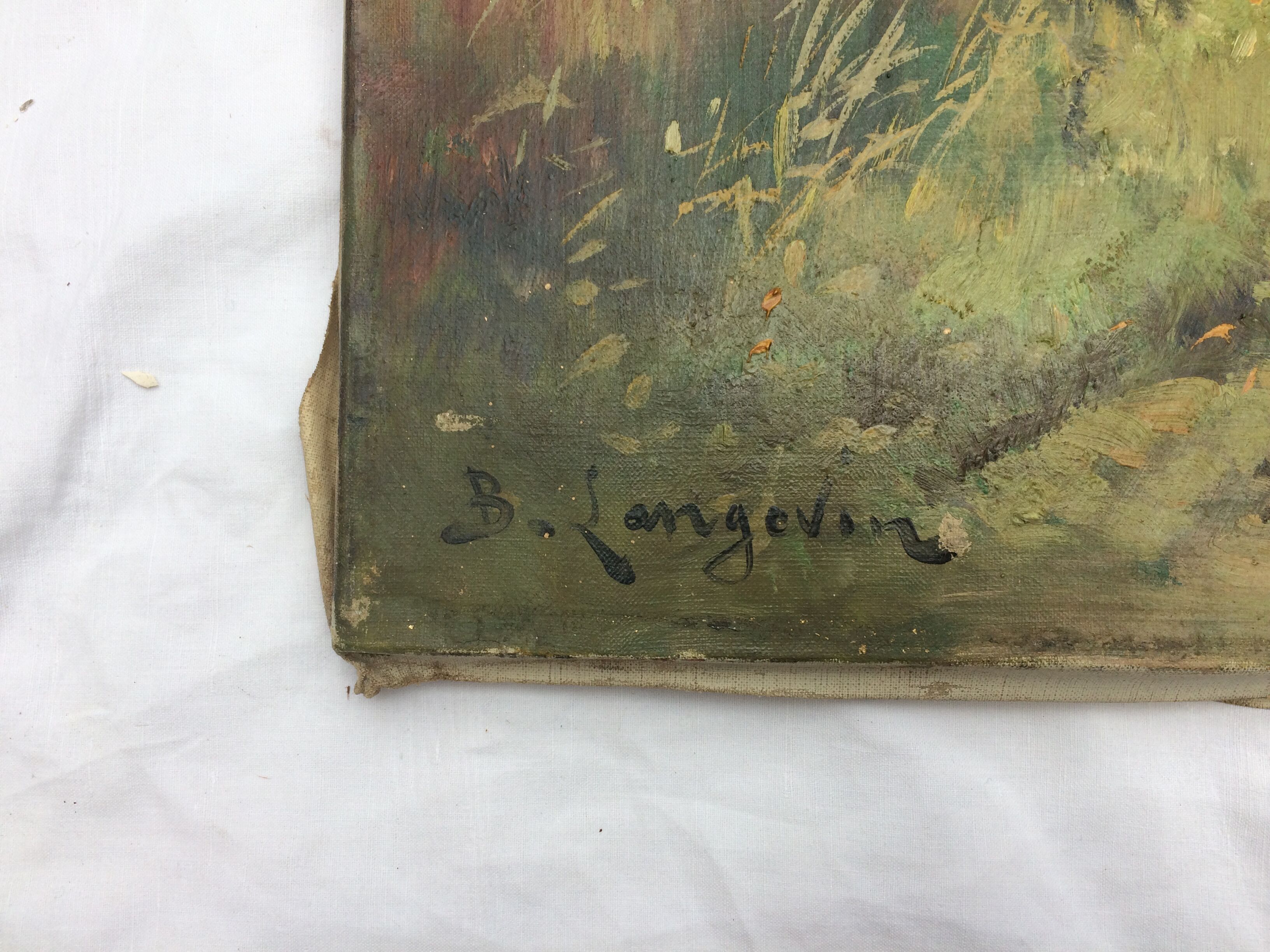 Oil on canvas countryside and cart