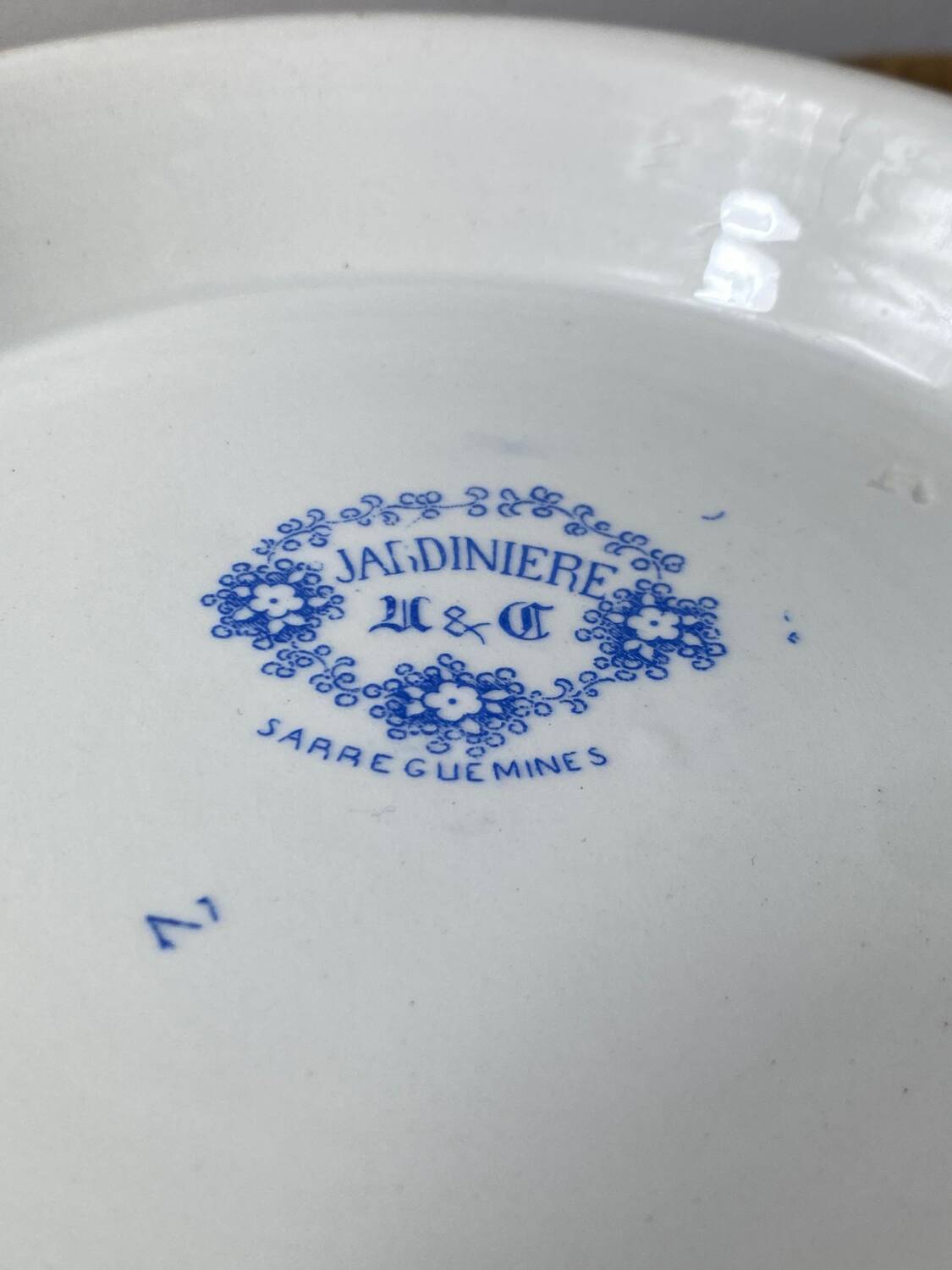 Old Sarreguemines earthenware dish