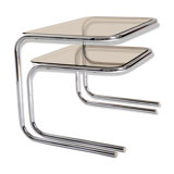 Two tables gigognes glass and chrome