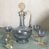Old iridescent crystal liqueur service, late 19th century, perfect condition