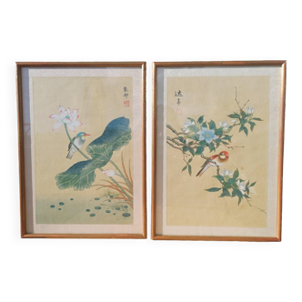 Deux peintures chinoises vintage sur soie