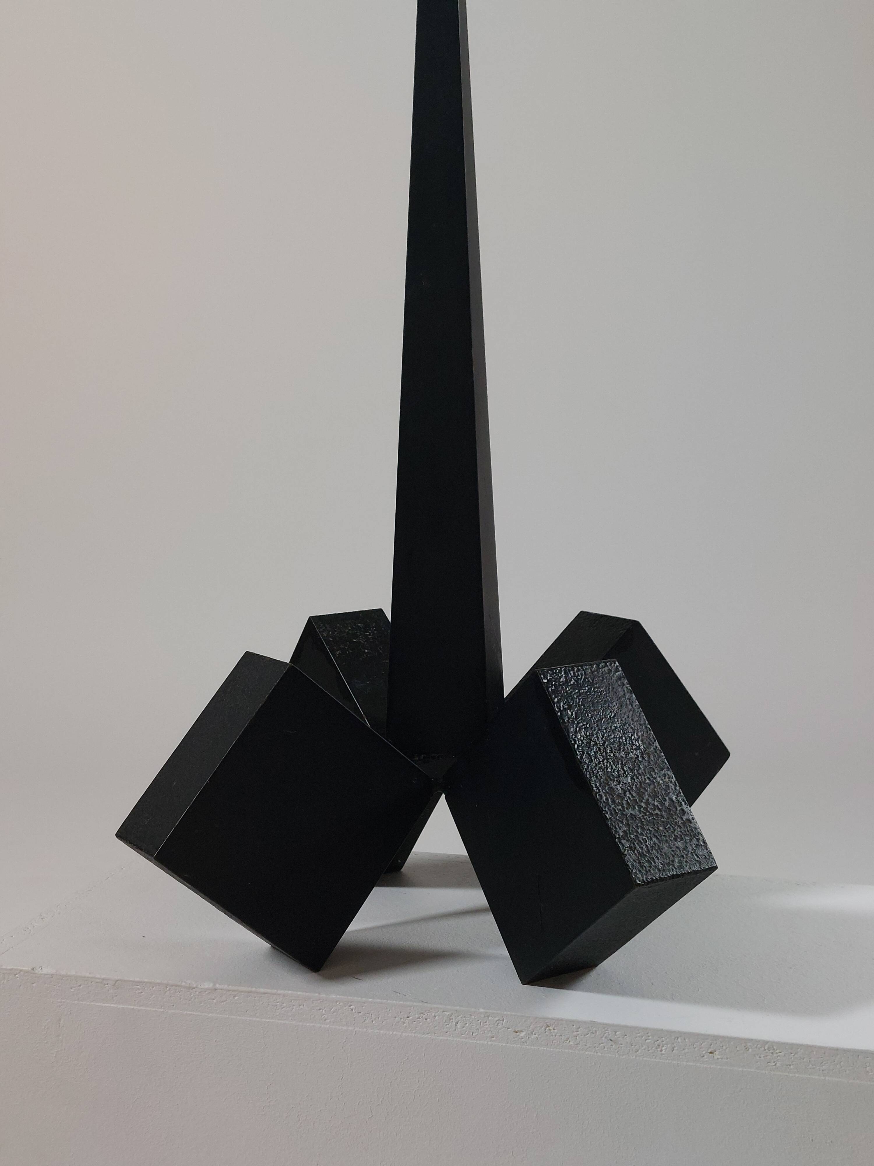 Vintage mid-century geometric brutalist floor candle holder.