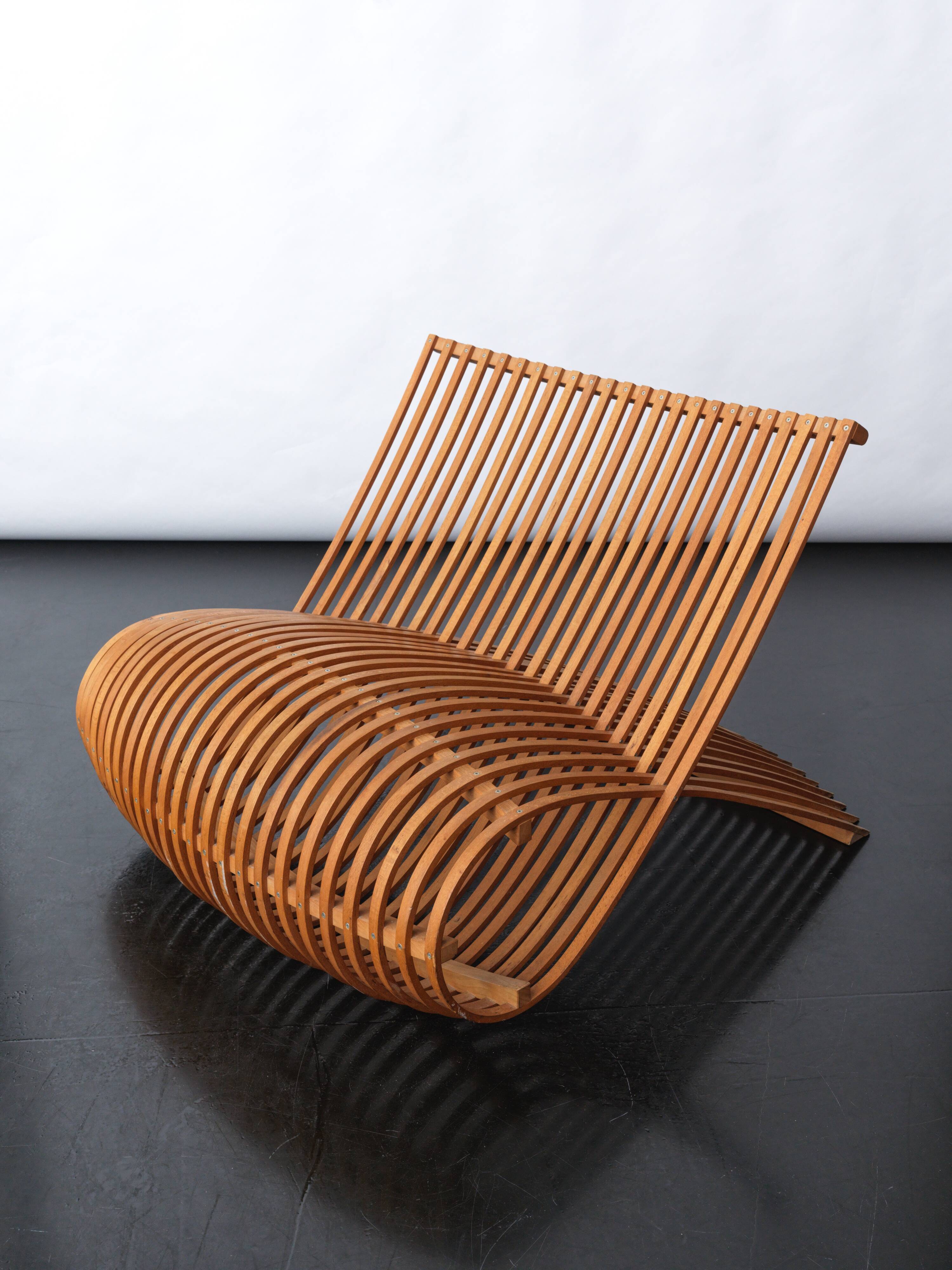 Τhe wood chair by Marc Newson, produced by Cappelini, Italy 1988.