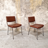 Pair of skai and chrome chairs