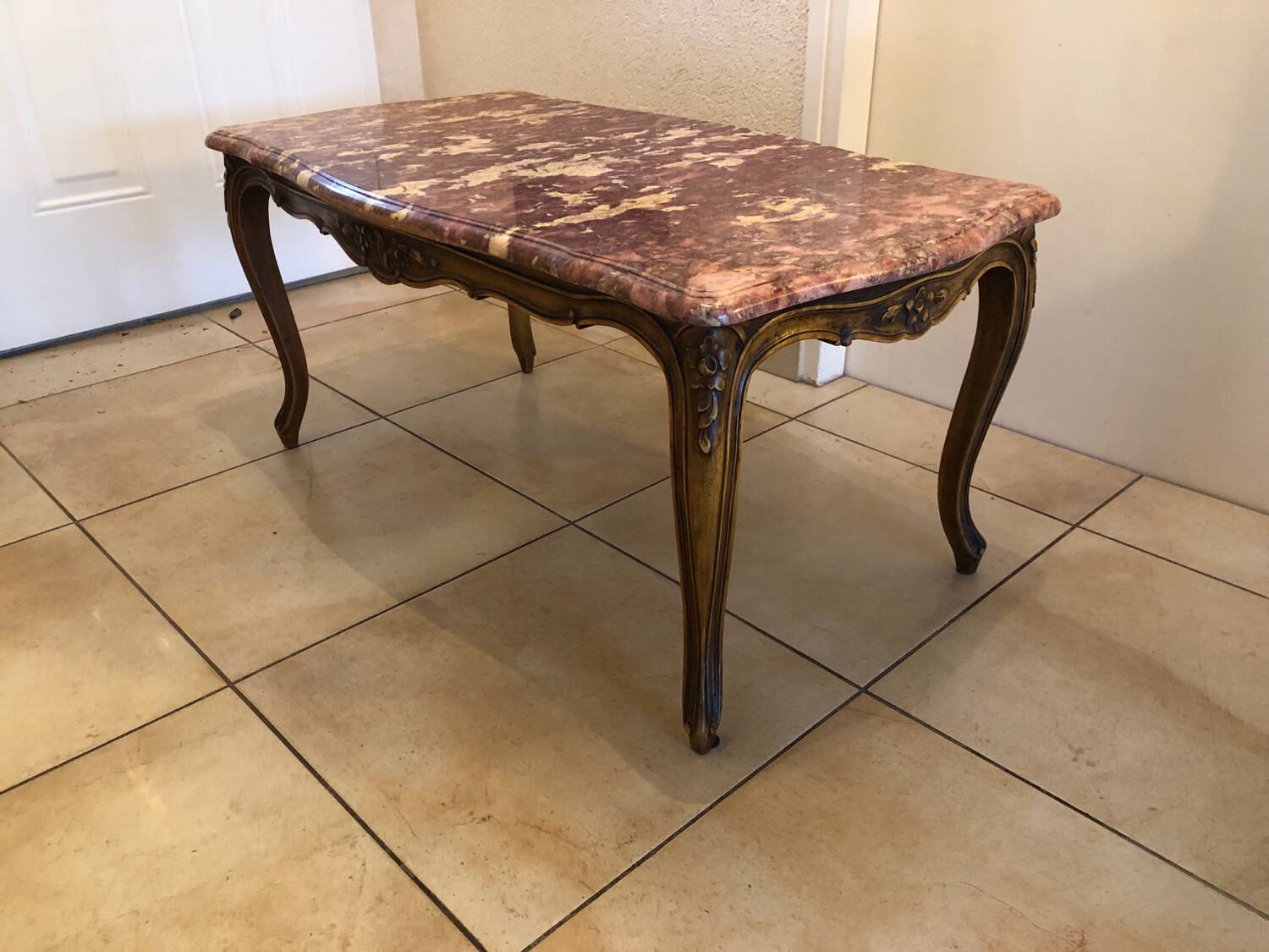 Pink marble coffee table