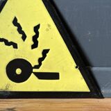danger warning sign vintage european 1970's industrial enamel sign