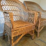 Paire de fauteuils en osier, 1960