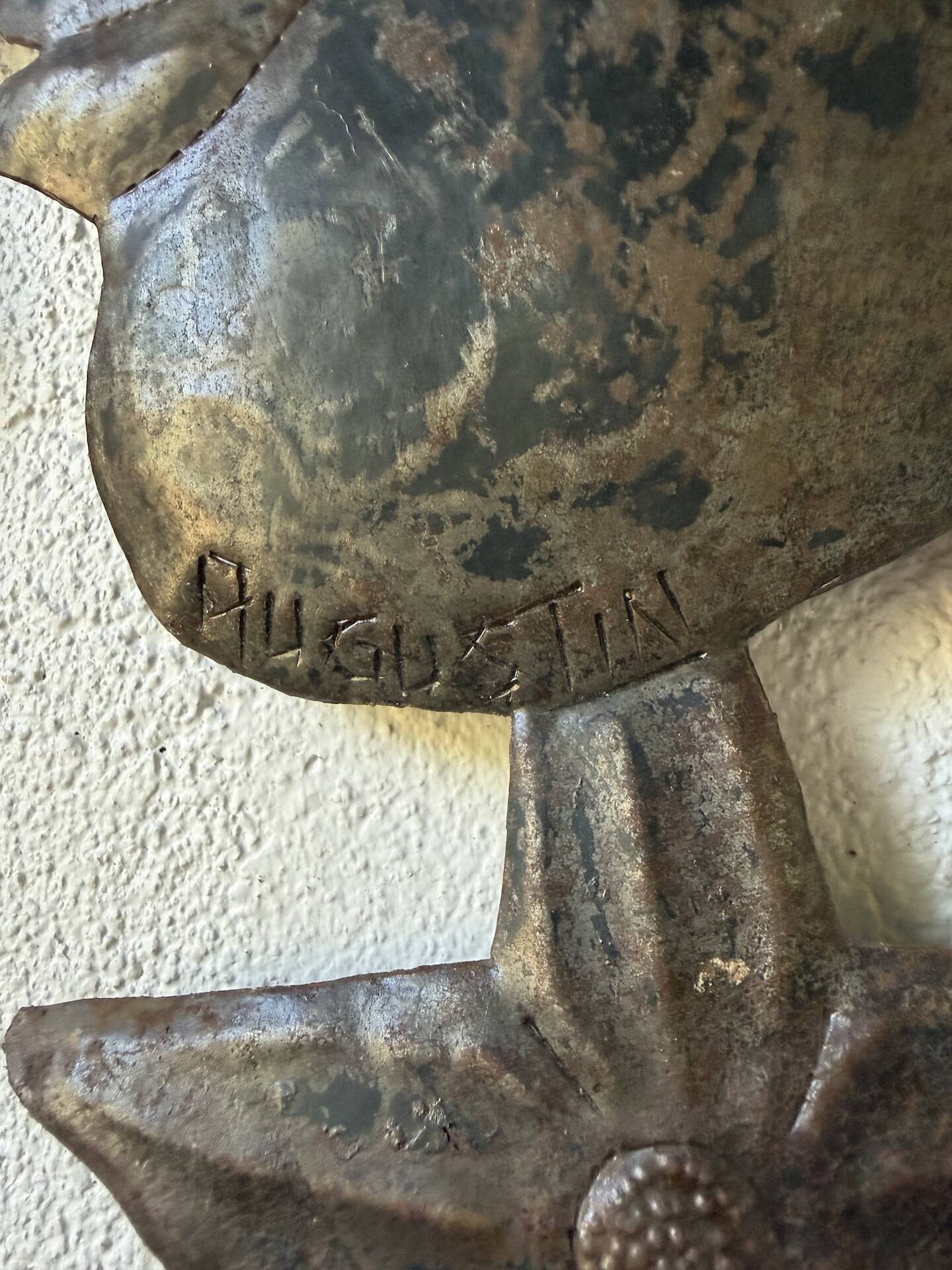 Brutalist metal wall sculpture "sun-moon"