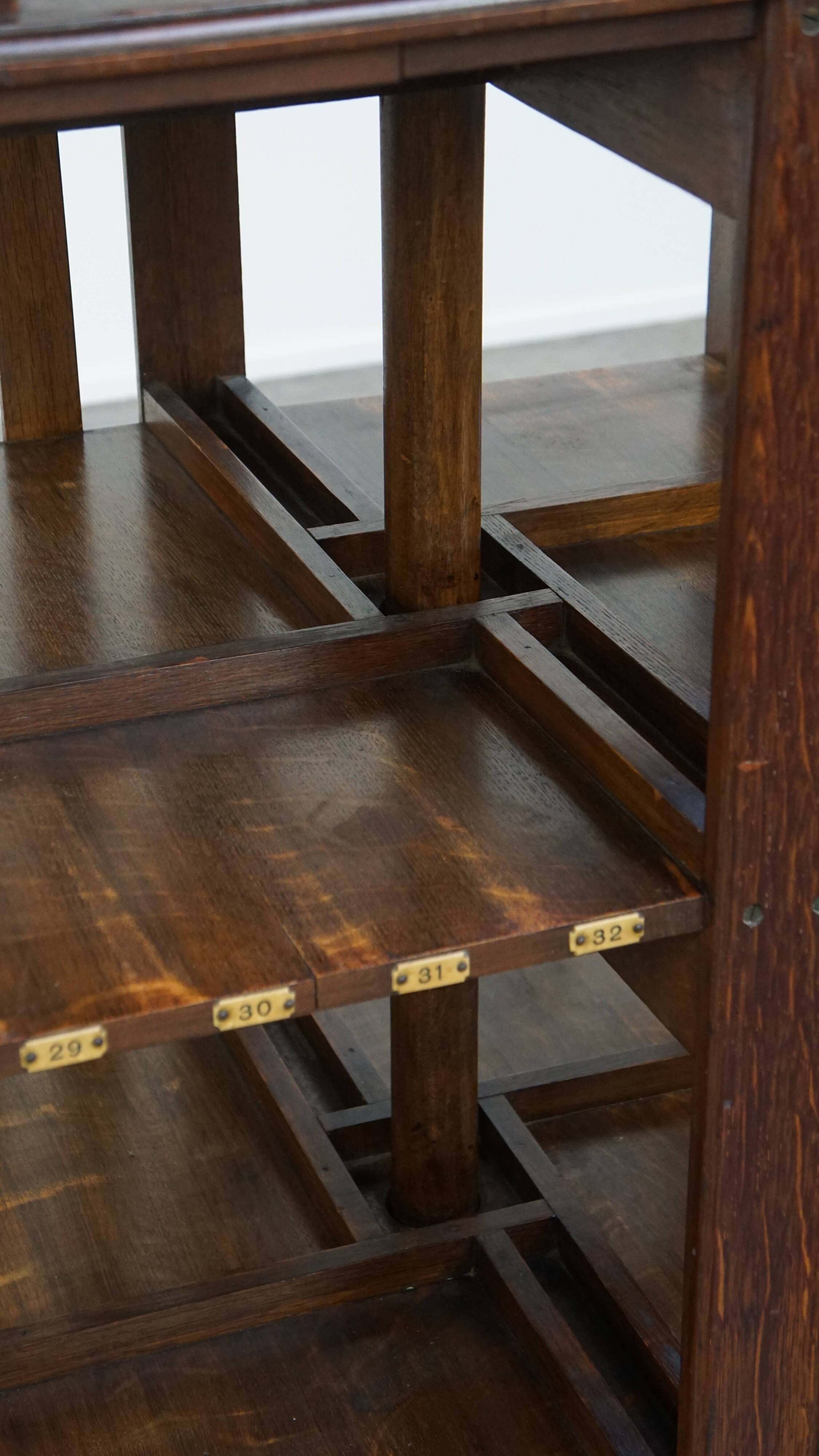 Large Antique English Oak Library Book Carousel