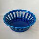 Openwork ceramic fruit basket - vintage blue cut