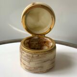 Old vintage round onyx brass box