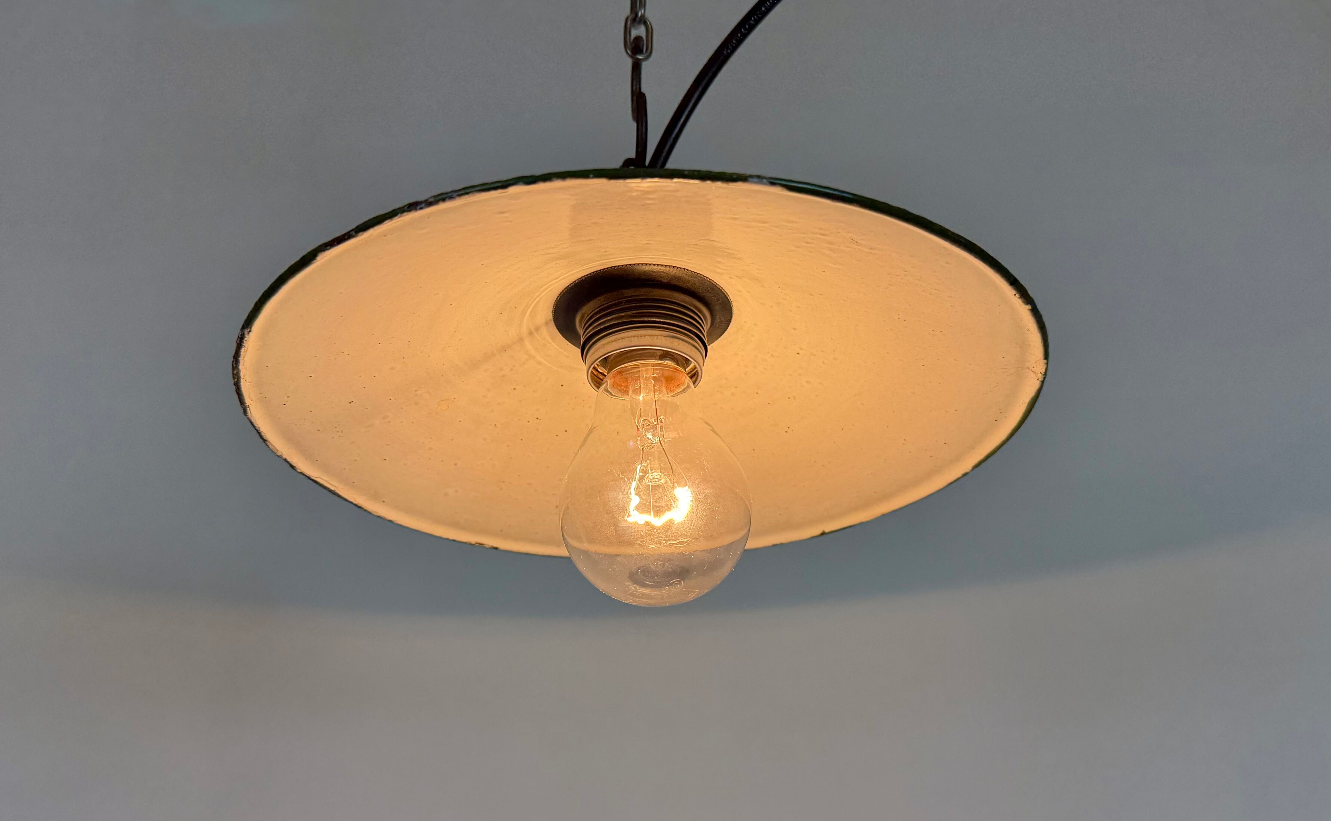 Industrial Green Enamel Light, 1950s